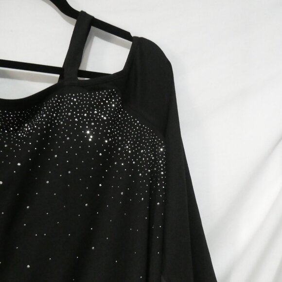 SHEIN - Curve | 2XL | Black Sequined Cut-Out / Cold Shoulder Long Sleeve Shirt - Picture 5 of 14